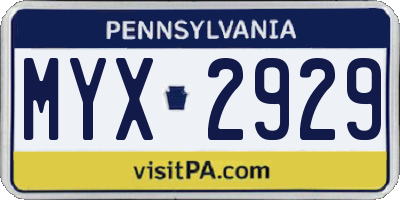 PA license plate MYX2929