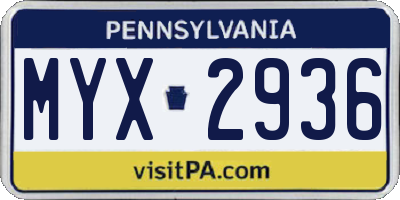 PA license plate MYX2936
