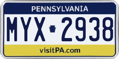 PA license plate MYX2938