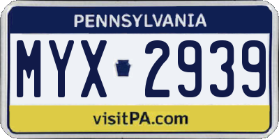 PA license plate MYX2939