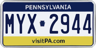 PA license plate MYX2944
