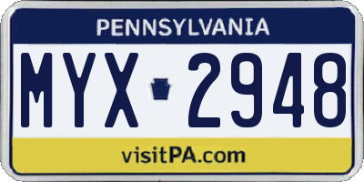 PA license plate MYX2948