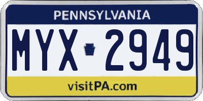PA license plate MYX2949