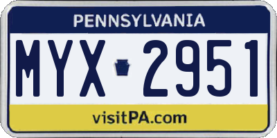 PA license plate MYX2951