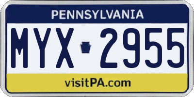 PA license plate MYX2955