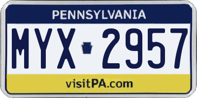 PA license plate MYX2957
