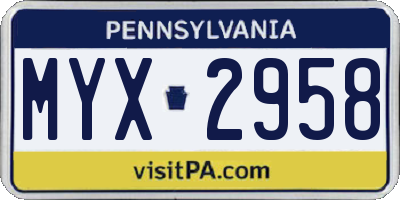 PA license plate MYX2958