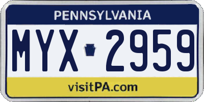 PA license plate MYX2959