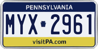 PA license plate MYX2961