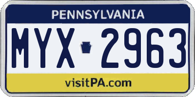 PA license plate MYX2963