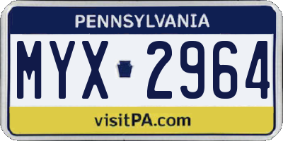 PA license plate MYX2964