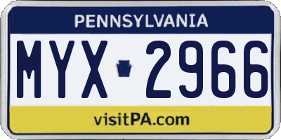 PA license plate MYX2966