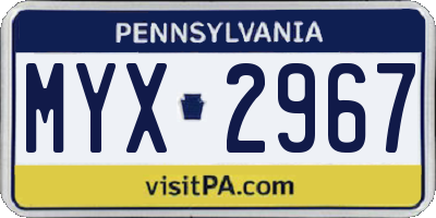 PA license plate MYX2967