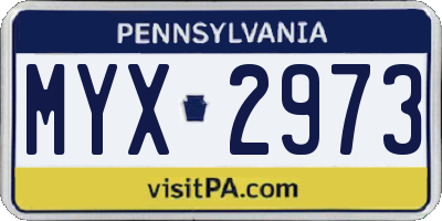 PA license plate MYX2973