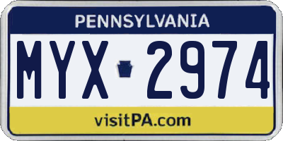 PA license plate MYX2974