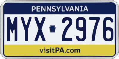 PA license plate MYX2976