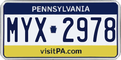 PA license plate MYX2978