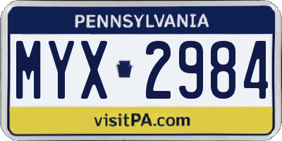 PA license plate MYX2984