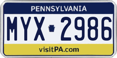 PA license plate MYX2986