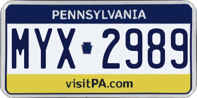 PA license plate MYX2989