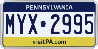 PA license plate MYX2995