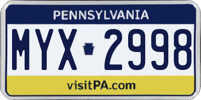 PA license plate MYX2998