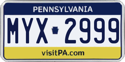 PA license plate MYX2999