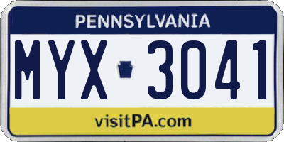 PA license plate MYX3041