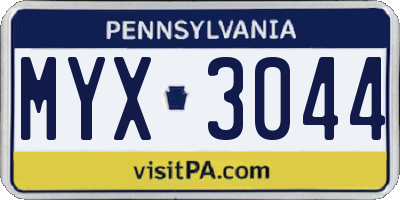 PA license plate MYX3044