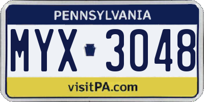 PA license plate MYX3048