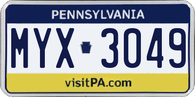 PA license plate MYX3049