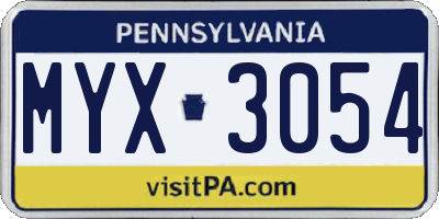 PA license plate MYX3054