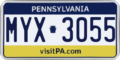 PA license plate MYX3055