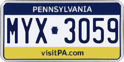 PA license plate MYX3059