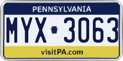 PA license plate MYX3063