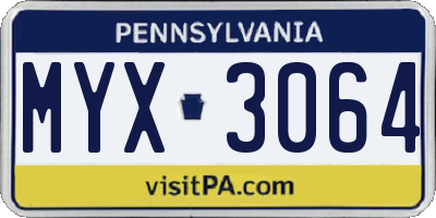 PA license plate MYX3064