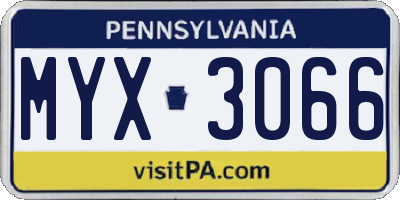 PA license plate MYX3066