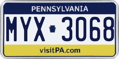 PA license plate MYX3068