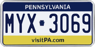 PA license plate MYX3069