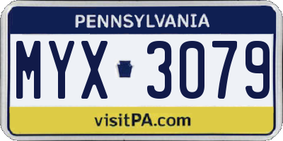 PA license plate MYX3079