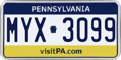 PA license plate MYX3099