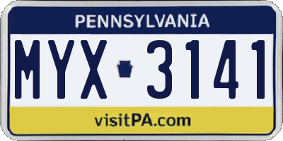 PA license plate MYX3141