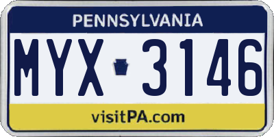 PA license plate MYX3146