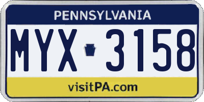PA license plate MYX3158