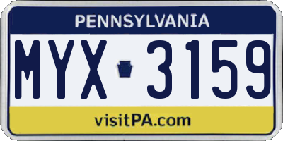 PA license plate MYX3159