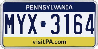 PA license plate MYX3164