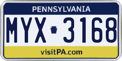 PA license plate MYX3168