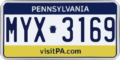 PA license plate MYX3169