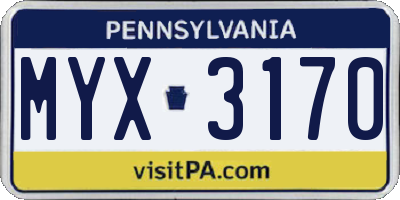 PA license plate MYX3170