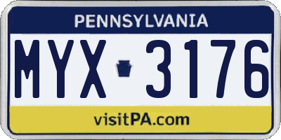 PA license plate MYX3176